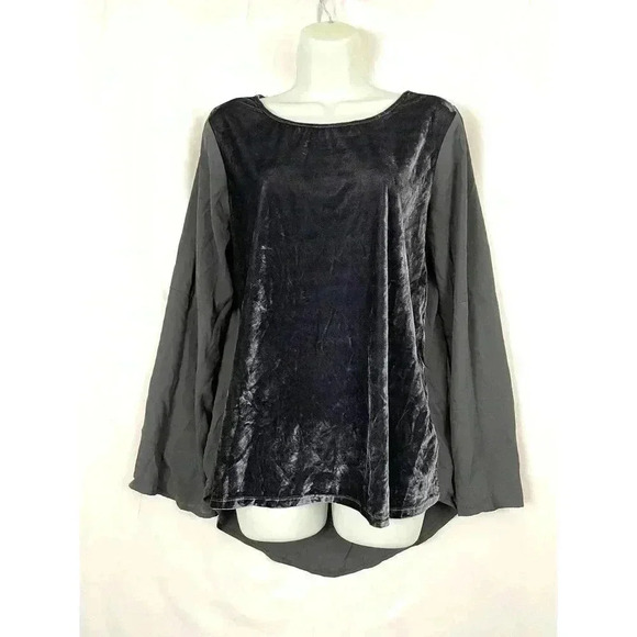 Faded Glory Velvet Bell Sleeve Top SMALL Pullover Blouse - Picture 8 of 10